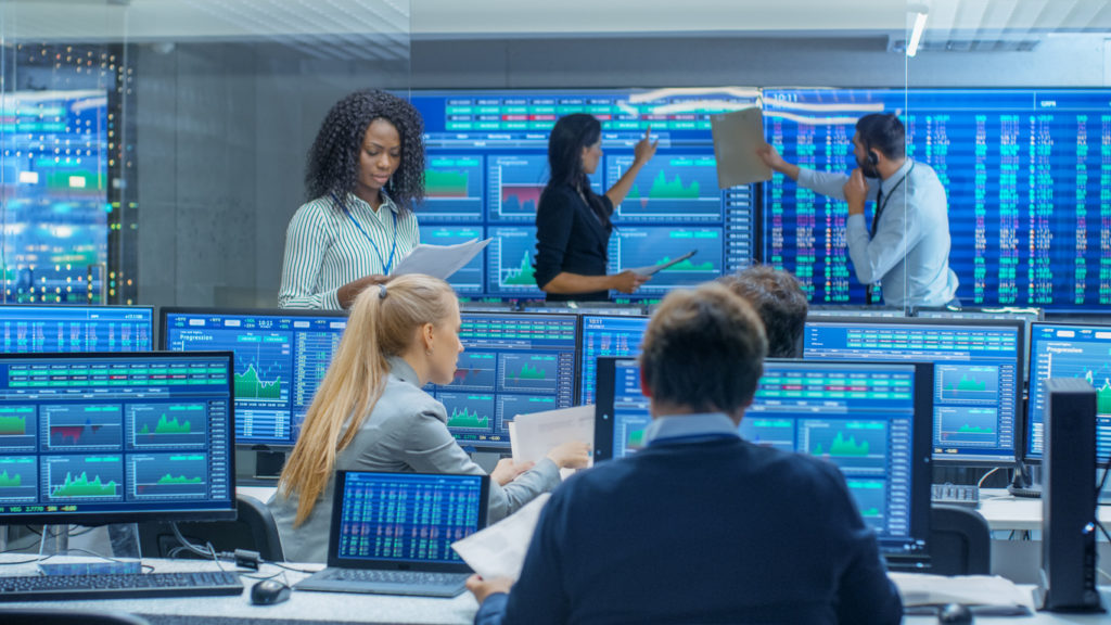 Traders working with time-series data.